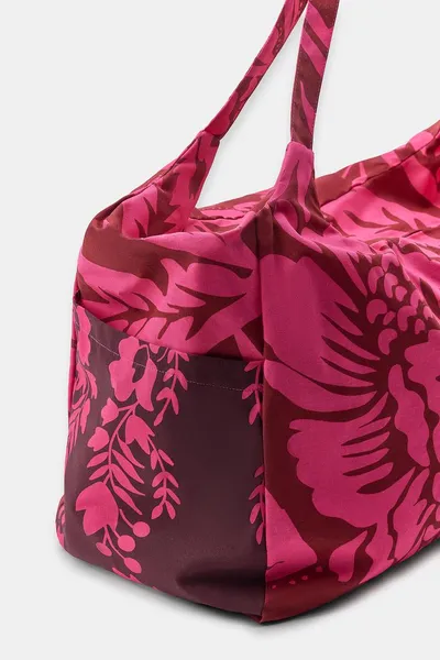 Сумка MAXI FLORAL PRINT, Фуксия, 100% хлопковая пряжа — фото 3