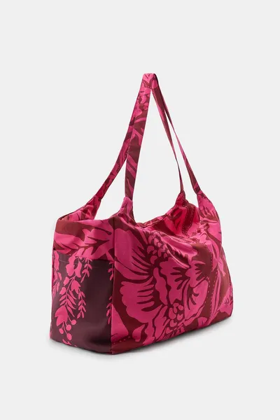 Сумка MAXI FLORAL PRINT, Фуксия, 100% хлопковая пряжа — фото 4