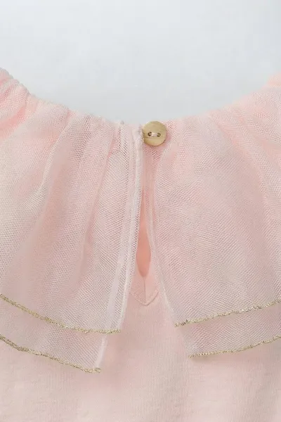 Боди с воротником «Питер Пэн» и двойным тюлем DOUBLE TULLE PETER PAN COLLAR BODYSUIT, Пастельные тона, тюль — фото 4