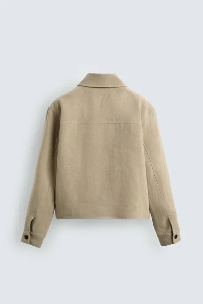 Овершот из 100% льна кроя cropped fit, camel — фото 3