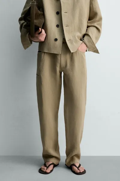 Брюки BALLOON FIT из 100% льна, camel — фото 2