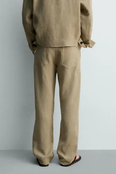 Брюки BALLOON FIT из 100% льна, camel — фото 3