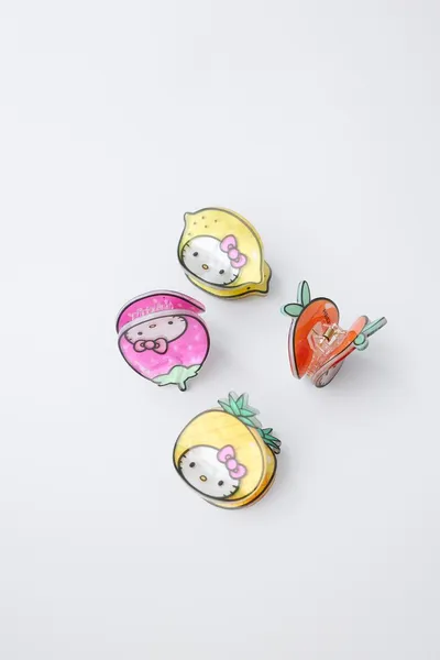Набор из 4 заколок для волос с Hello Kitty © Sanrio «Фрукты», Розовый — фото 2