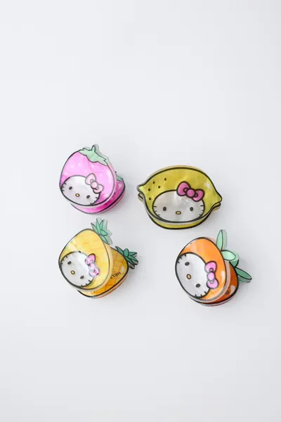 Набор из 4 заколок для волос с Hello Kitty © Sanrio «Фрукты», Розовый — фото 3