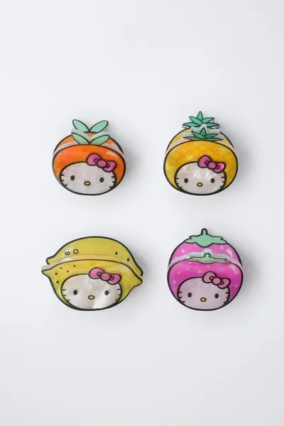Набор из 4 заколок для волос с Hello Kitty © Sanrio «Фрукты», Розовый — фото 4