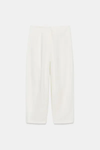 Брюки ZW COLLECTION из льняной смеси, Молочный, лён и хлопок — фото 3