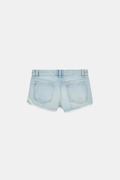 Джинсовые шорты TRF MID-RISE RIPPED DENIM SHORTS, Светло-голубой — фото 8