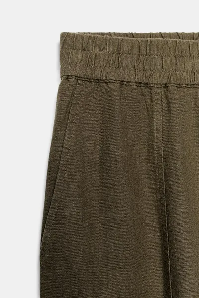 Брюки BARREL LINEN BLEND, Хаки, льняная смесь — фото 8