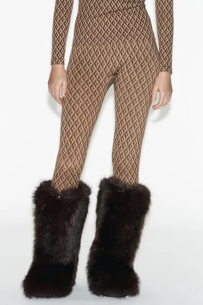 Термолеггинсы для катания на лыжах из коллекции JACQUARD SEAMLESS THERMOLITE® CORE SKI COLLECTION, camel — фото 2