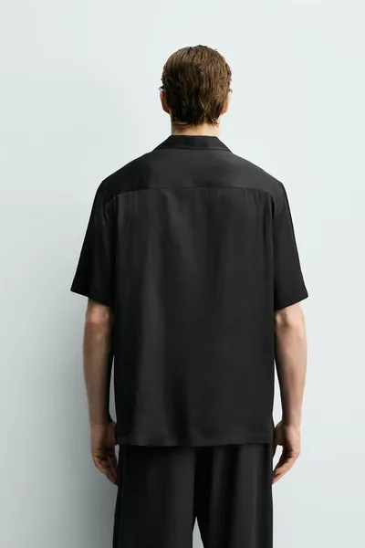 Рубашка SATIN RELAXED FIT, Чёрный — фото 3