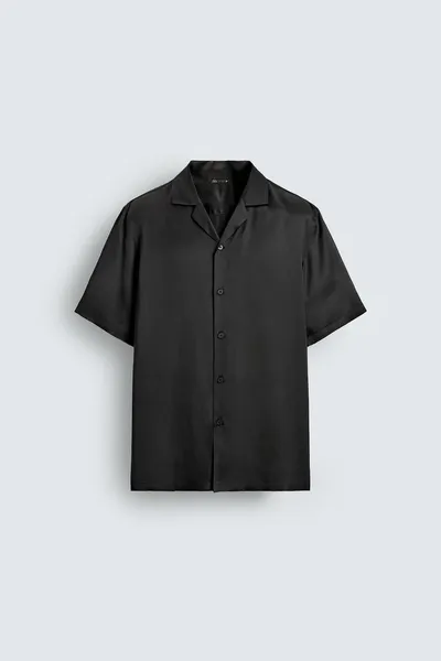 Рубашка SATIN RELAXED FIT, Чёрный — фото 8