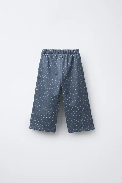 Брюки WIDE-LEG FLORAL PLUSH, Синий, хлопок — фото 2