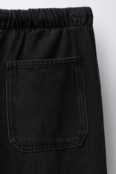 Джинсы с широкими штанинами и шнуровкой, Чёрный — фото 4