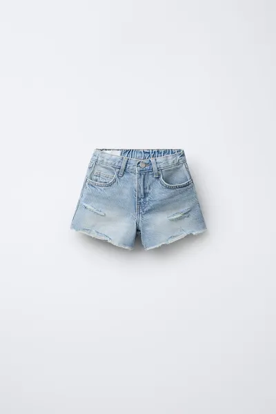Рваные Bermuda SHORTS, Светло-голубой, деним — фото 3