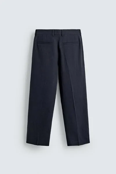 Брюки плиссированные из льна и хлопка LINEN/COTTON PLEATED SUIT TROUSERS, Indigo — фото 6