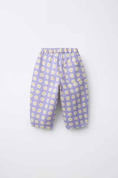 Брюки TWILL BALLOON с цветами, Сиреневый — фото 4