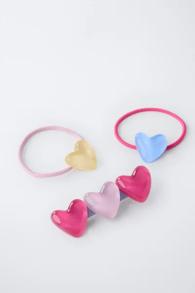 Набор заколки и резинок для волос PACK OF HEART, Многоцветные — фото 2