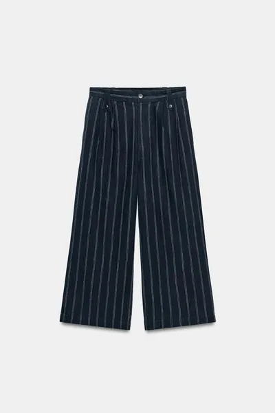 ZW COLLECTION брюки из льняной смеси, В полоску, льняная смесь — фото 5