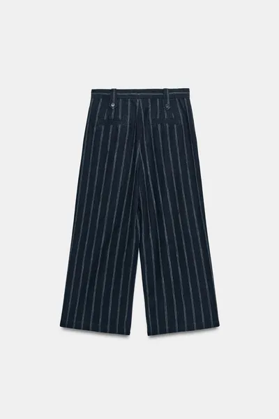 ZW COLLECTION брюки из льняной смеси, В полоску, льняная смесь — фото 6