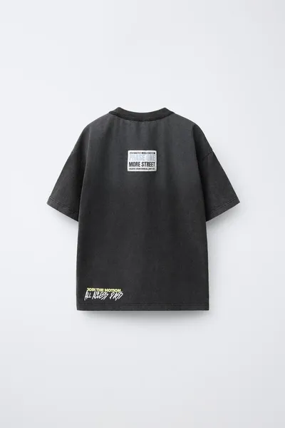Футболка FADED-EFFECT SLOGAN, GREY / BLUE — фото 3