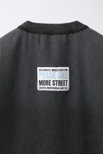Футболка FADED-EFFECT SLOGAN, GREY / BLUE — фото 5