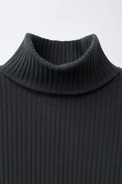 Ребристая водолазка-футболка, ANTHRACITE GREY, 94 % хлопка — фото 3