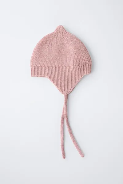Вязаная шапка из шерстяной смеси, PINK marl, 92% шерсть — фото 4