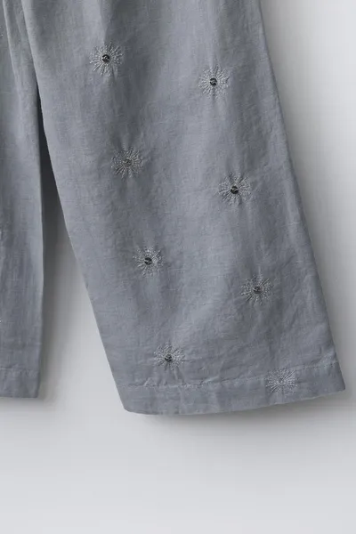 Брюки с пайетками из хлопка и льна, GREY / BLUE, 73 % хлопка и 27 % льна — фото 4