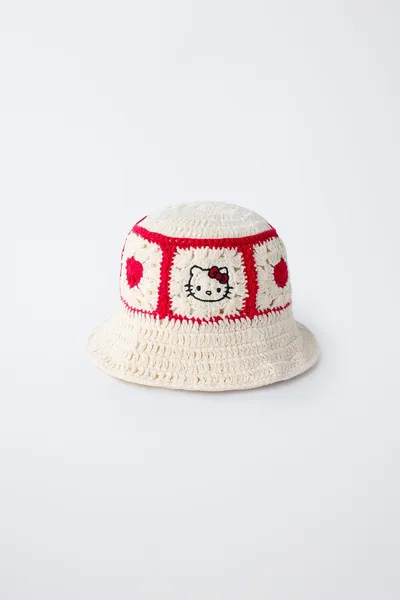 Шапка HELLO KITTY © SANRIO, вязаная крючком, Экрю — фото 4