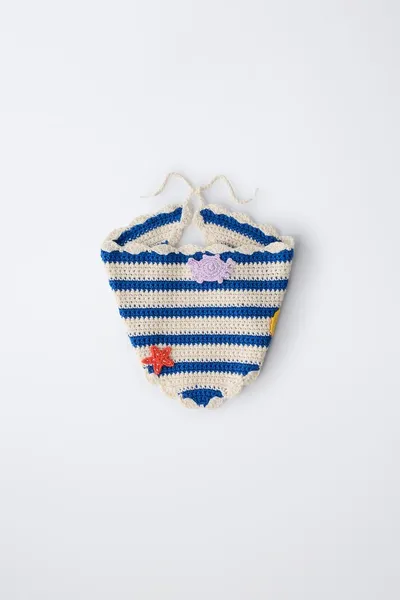 CASA LAWA X KIDS Текстурированная вязаная бандана, BLUE/WHITE — фото 4