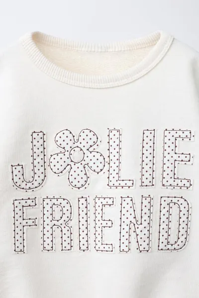 Свитшот SLOGAN AND POLKA DOT PRINT, Экрю — фото 4