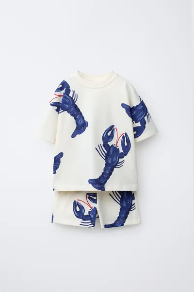 Набор: футболка LOBSTER и шорты-бермуды, BLUE/WHITE — фото 2