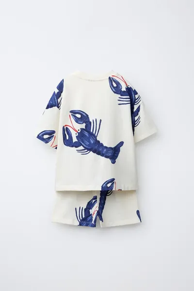 Набор: футболка LOBSTER и шорты-бермуды, BLUE/WHITE — фото 3