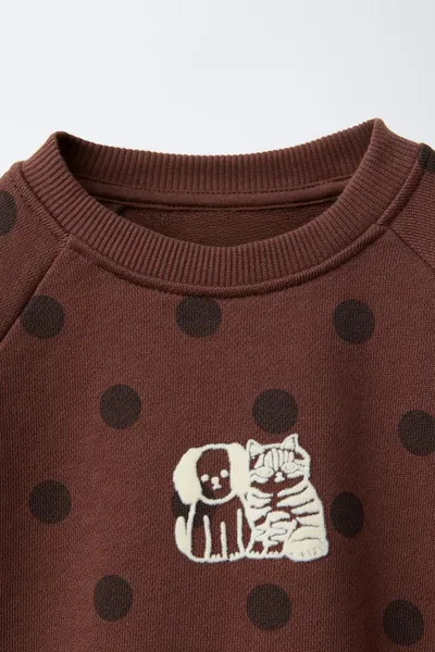 Свитер POLKA DOT SWEATSHIRT, Коричневый — фото 4