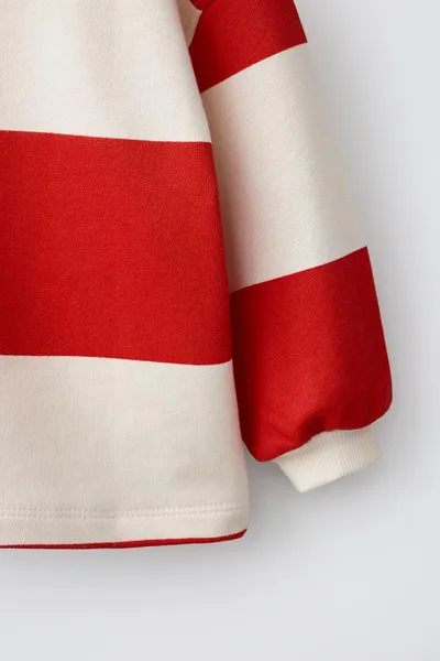 Поло рубашка с вышивкой кита EMBROIDERED WHALE STRIPED, Красный — фото 6