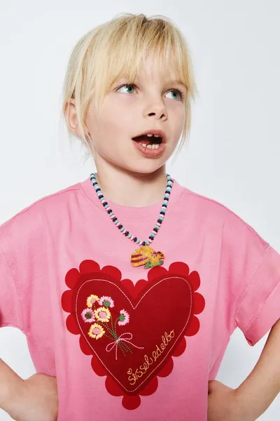 SISSEL EDELBO X KIDS HEART & EMBROIDERY футболка, Розовый — фото 2