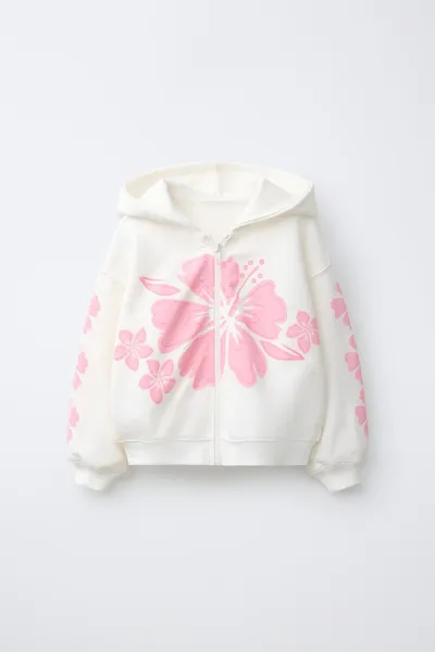 HIBISCUS PRINT худи, Молочный — фото 4