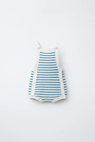 Трикотажные шортики-комбинезон KNIT SHORT DUNGAREES, Экрю — фото 2