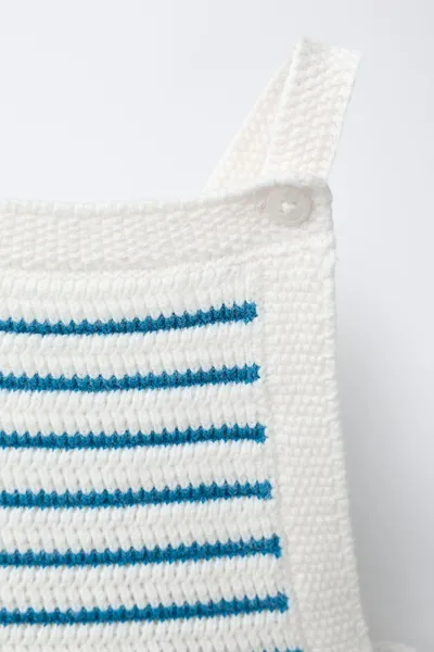 Трикотажные шортики-комбинезон KNIT SHORT DUNGAREES, Экрю — фото 4
