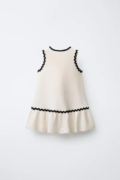 Платье CONTRAST RICKRACK KNIT, Экрю — фото 2