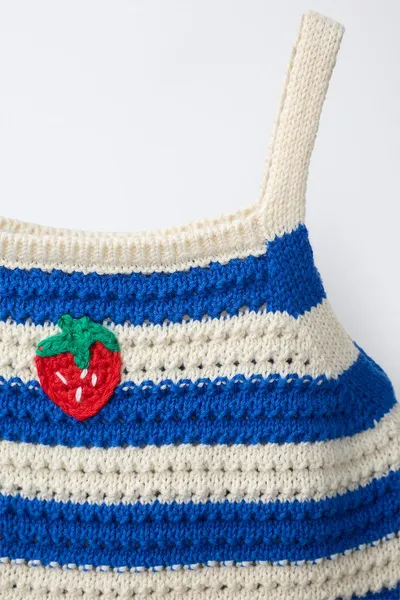 CASA LAWA X KIDS STRAWBERRY KNIT TOP, Голубоватый, трикотаж — фото 3