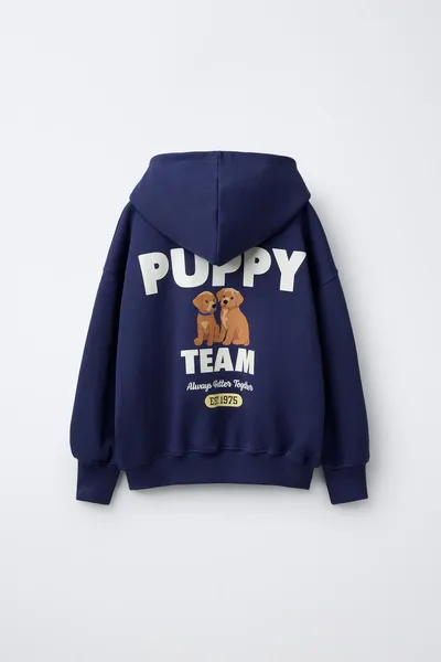 Худи DOG SLOGAN PRINT, Синий — фото 4