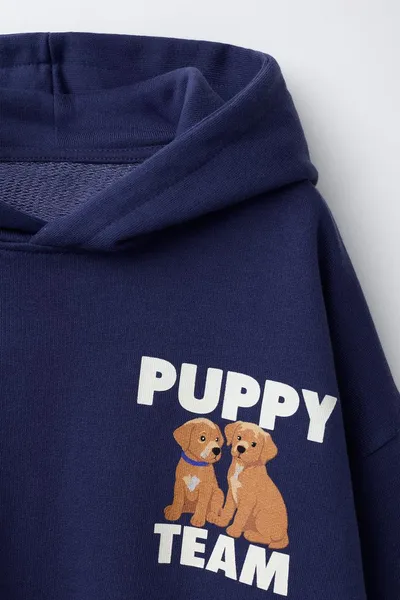 Худи DOG SLOGAN PRINT, Синий — фото 5