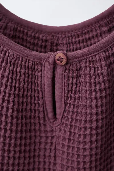 Комбинезон-шорт с воланами WAFFLE-KNIT, Aubergine — фото 6