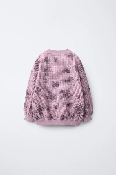 Свитер WAFFLE-KNIT с цветочным принтом, Розовый — фото 3