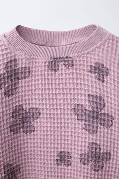 Свитер WAFFLE-KNIT с цветочным принтом, Розовый — фото 4