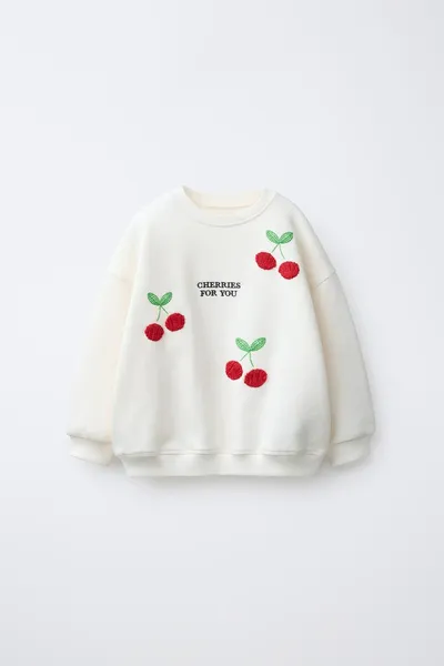 Свитер с вышивкой EMBROIDERED CHERRY, Экрю — фото 2