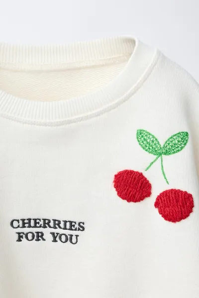 Свитер с вышивкой EMBROIDERED CHERRY, Экрю — фото 4
