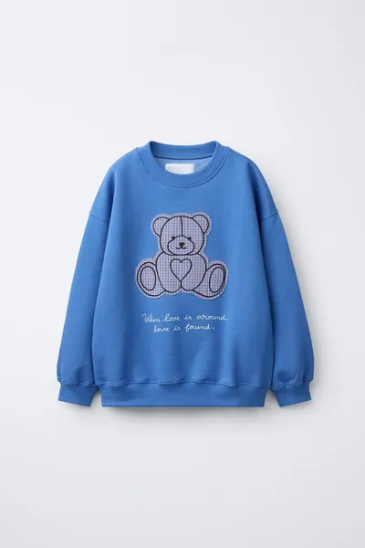 Свитер CHECKED BEAR PATCH, Голубоватый — фото 2