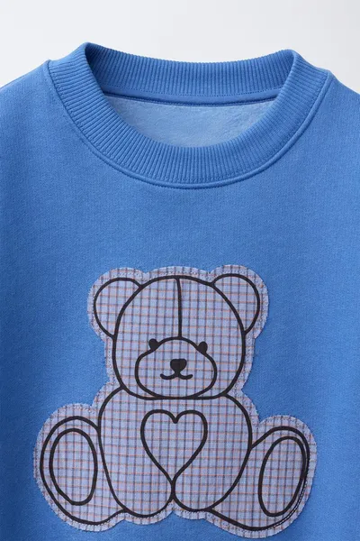 Свитер CHECKED BEAR PATCH, Голубоватый — фото 4